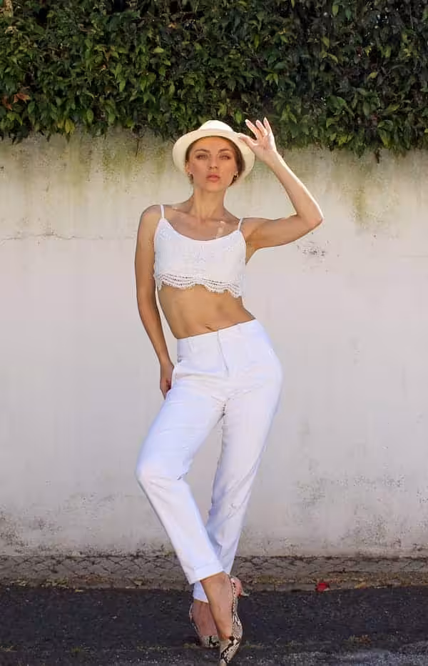 white trousers suit for ladies