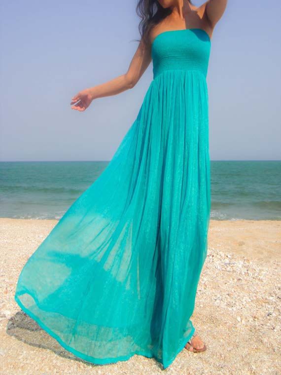 Bridesmaids teal Aqua dress turquoise dress teal dress color green chiffon long maxi dress one size fits