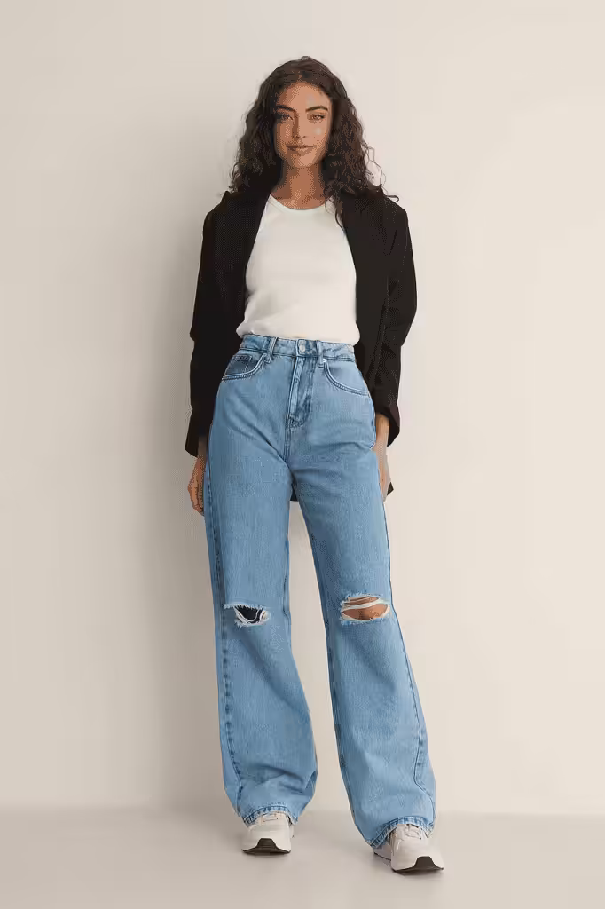 Organic Soft Rigid Wide Leg Destroyed Jeans 2