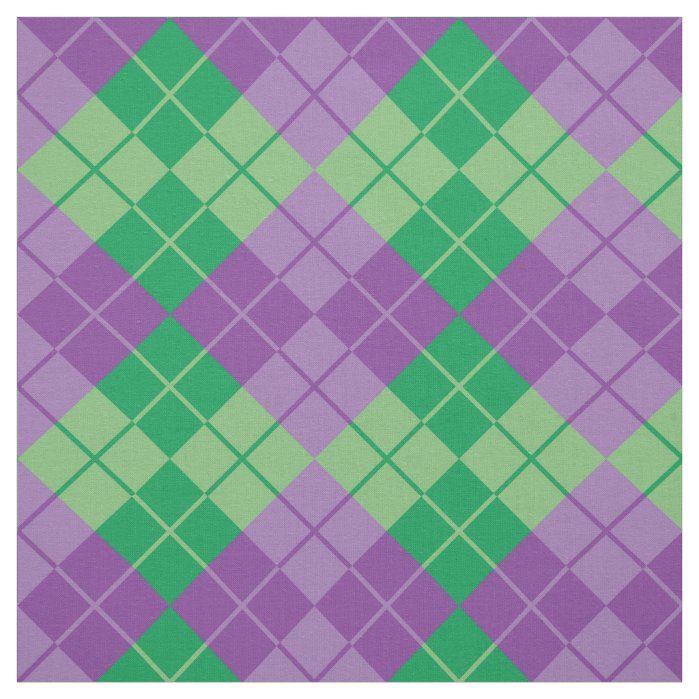 Purple Green Argyle Fabric