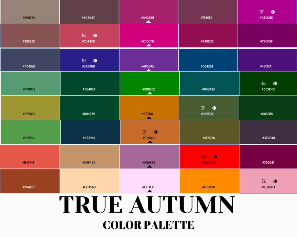 true autumn color palette