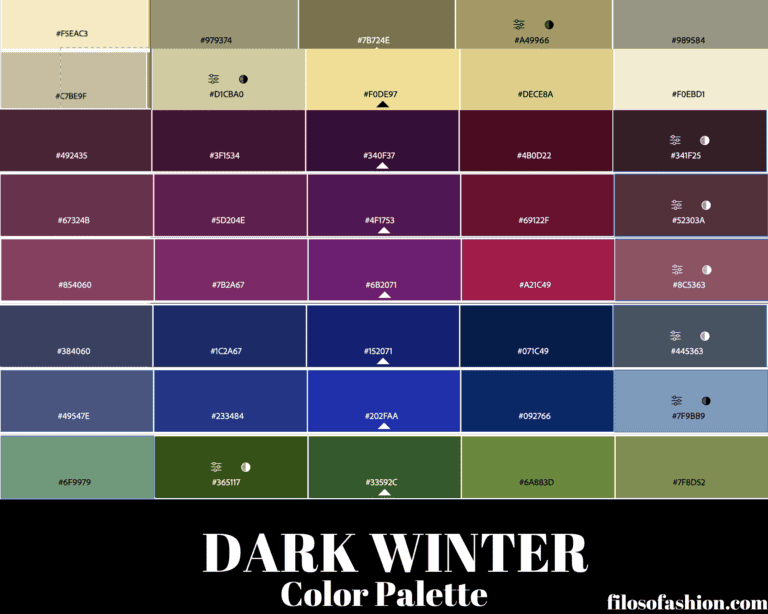 Dark Winter Color Palette For Wardrobe And Makeup