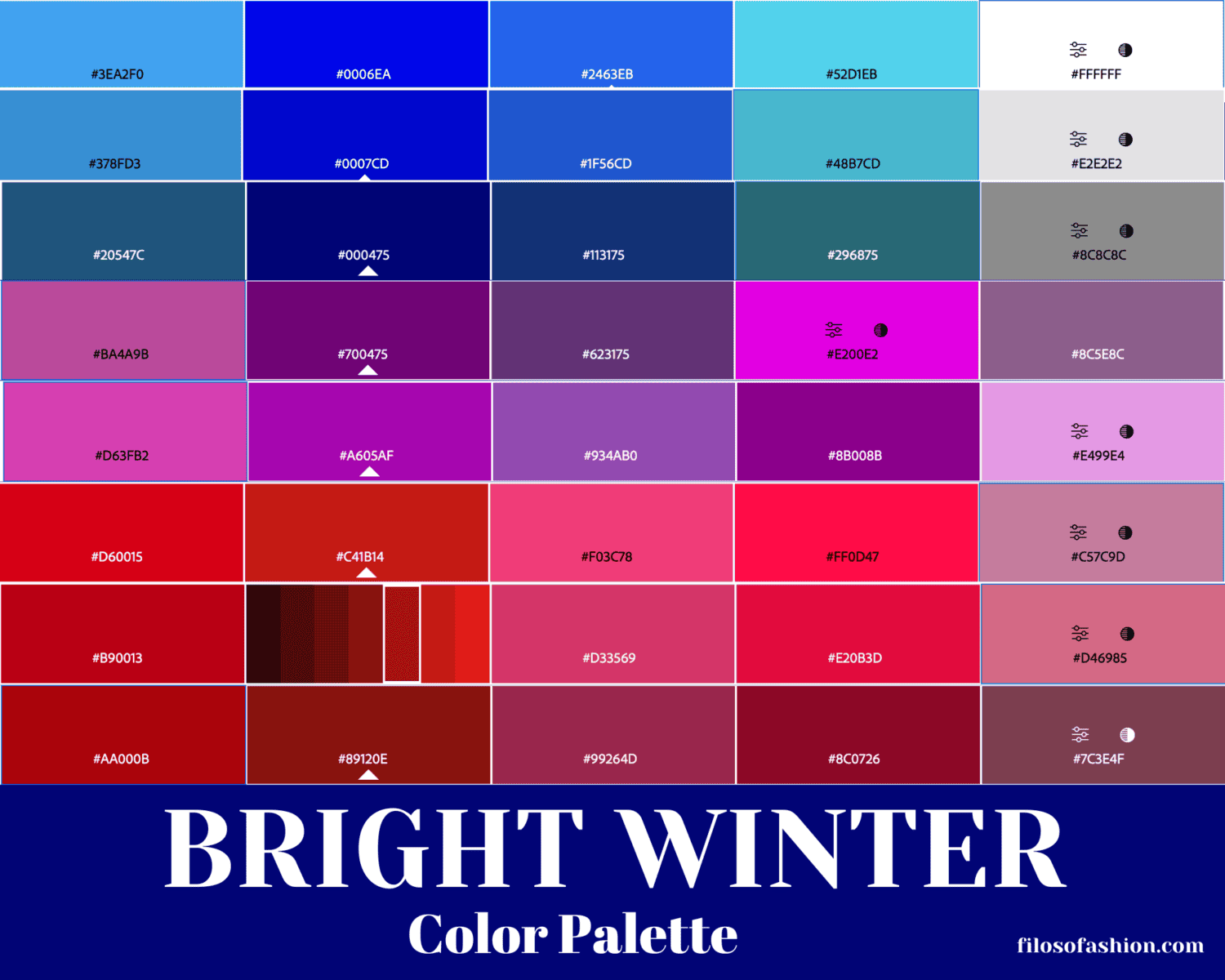 Bright Winter Color Palette For Wardrobe And Makeup